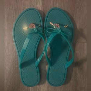 Tory Burch Teal Jelly Flip-Flops - Size 5 - Worn Once